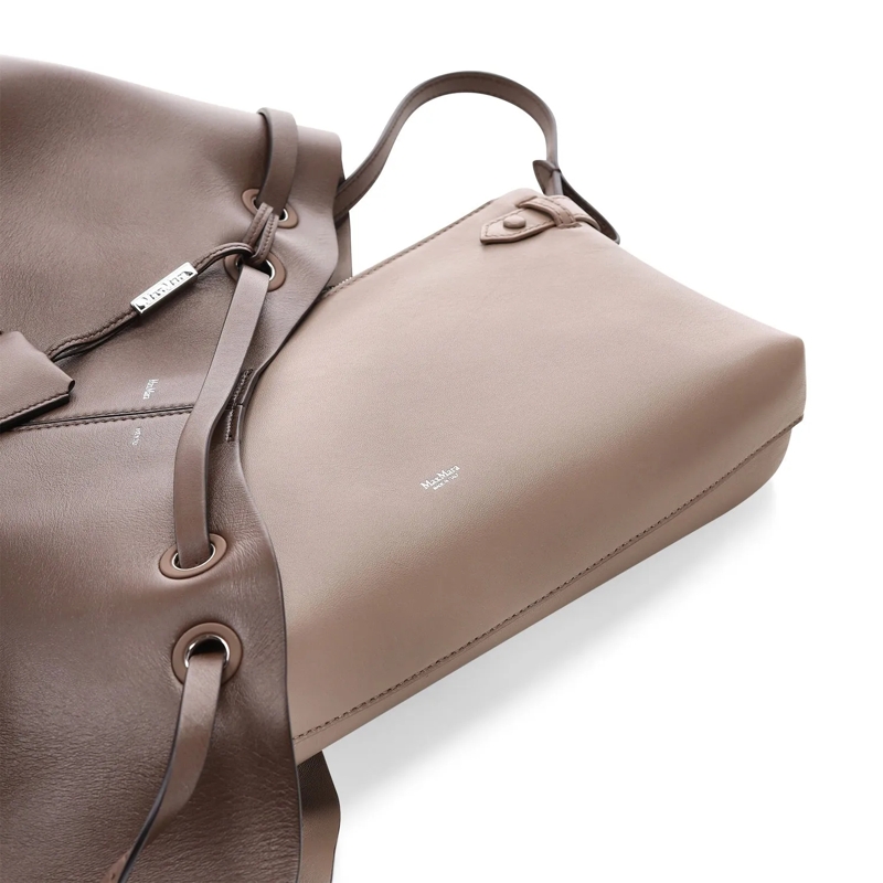 Max Mara Shopper Tasche Ed Doubles aus Leder braun(Image 7)