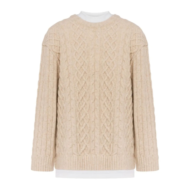 Moschino Trui Beige Cable Knit Sweater Neutrals