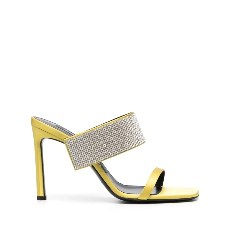 sergio rossi Mules Lemon Yellow Satin Mules Grey