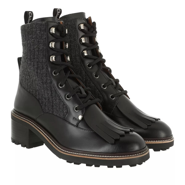 Chlo Franne Sock Ankle Boots Black Lace up Boots