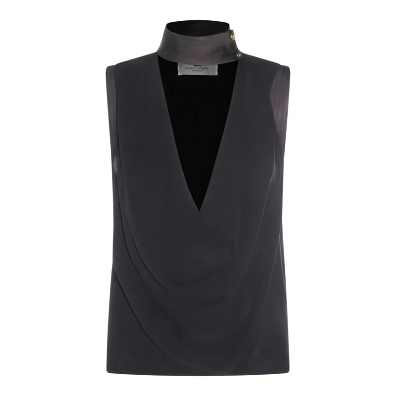 Elisabetta Franchi Chemisier Tailored Black Shirt Black