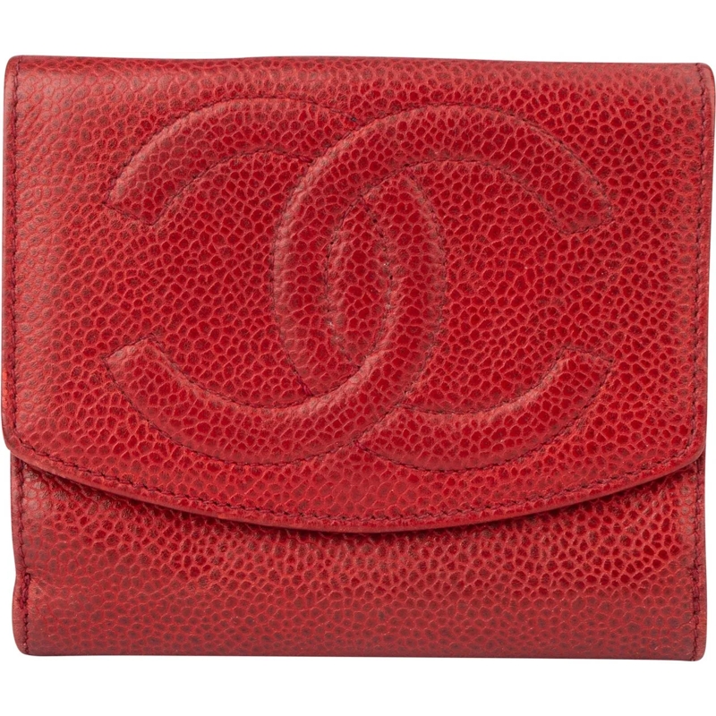 Chanel Tote Chanel Caviar Leather CC Clip Wallet rot