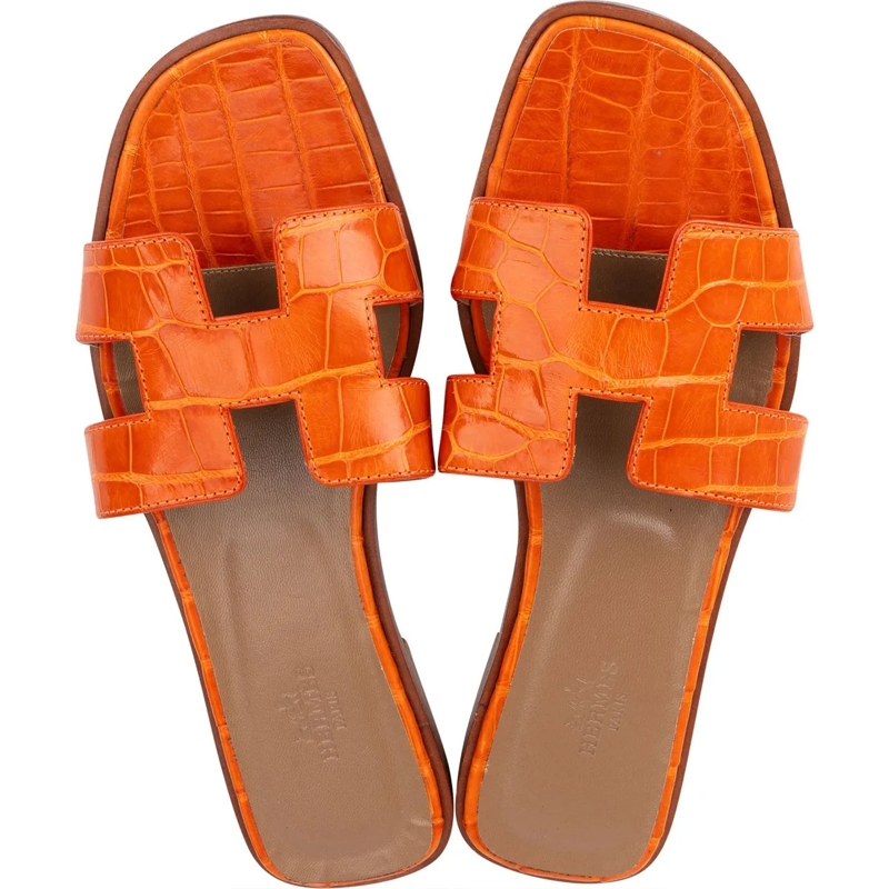 Hermès Tote Hermes Orange Exotic Crocodile Leather Oran Sandal orange