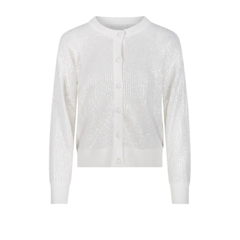 P.A.R.O.S.H. Cardigan Open-Knit Cardigan With Shimmering Finish White