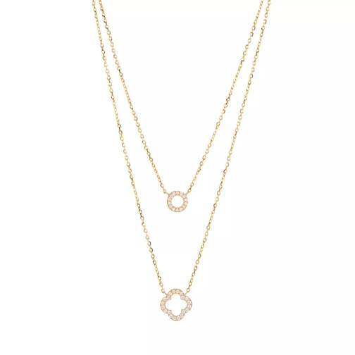 BELORO 0,08ct Diamond Layered Necklace Yellow Gold Mellanlångt halsband