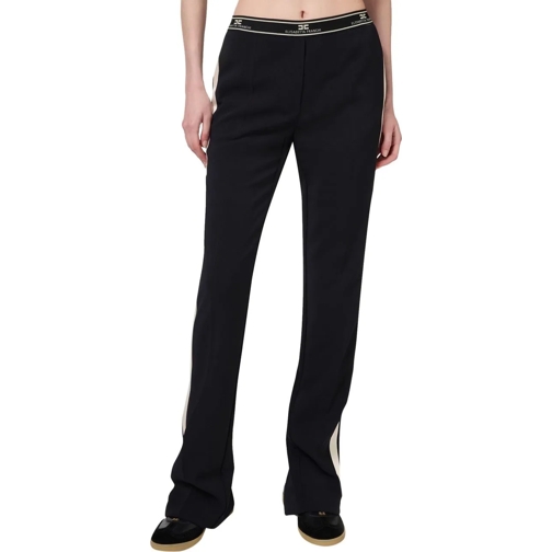 Elisabetta Franchi  Pantalon noir large fluide bande �cru c�t� Taille  schwarz