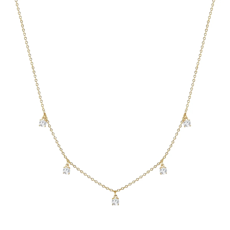 Glanzstücke München Mittellange Halskette Sterling Silber Halskette Zirkonia gold