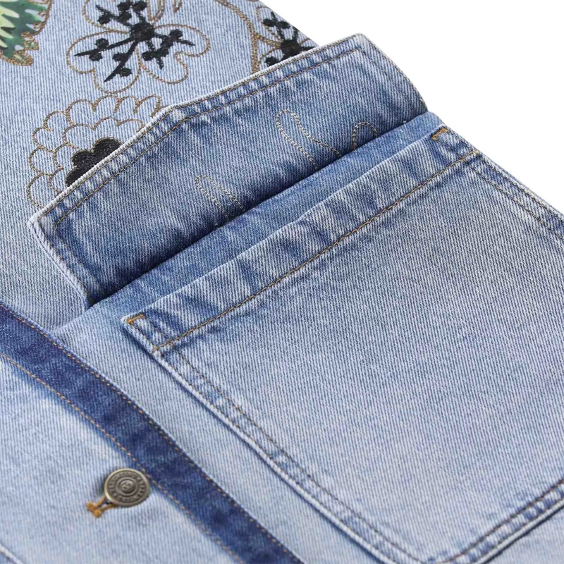 Valentino Garavani Übergangsjacke Jeansjacke mit floralem Muster blau(Image 5)