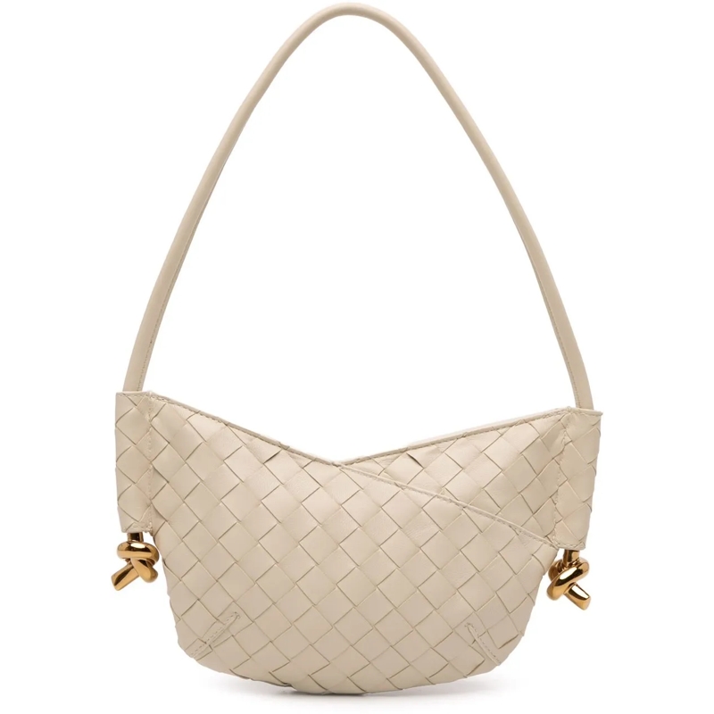 Bottega Veneta Schultertasche Baby Lambskin Intrecciato Solstice Shoulder Bag weiß