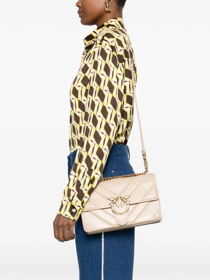 Pinko Hobo bags Quilted Light Beige Shoulder Bag in beige