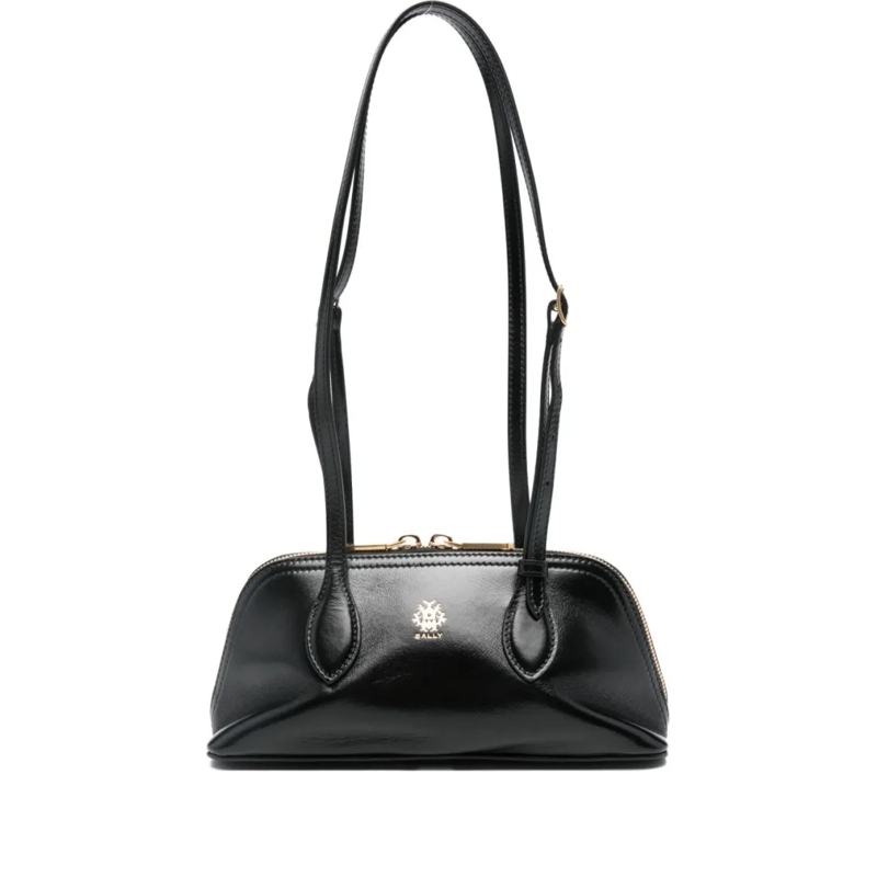 Bally Schultertasche Structured Black Leather Bag Black