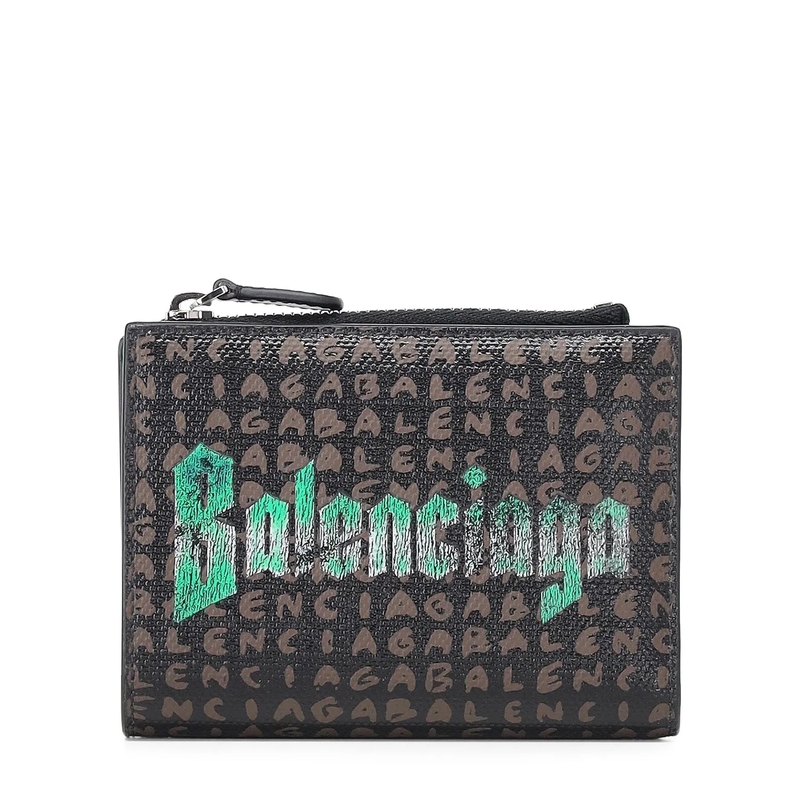 Balenciaga Bi-Fold-Portemonnaie Portemonnaie aus Baumwoll-Mix braun