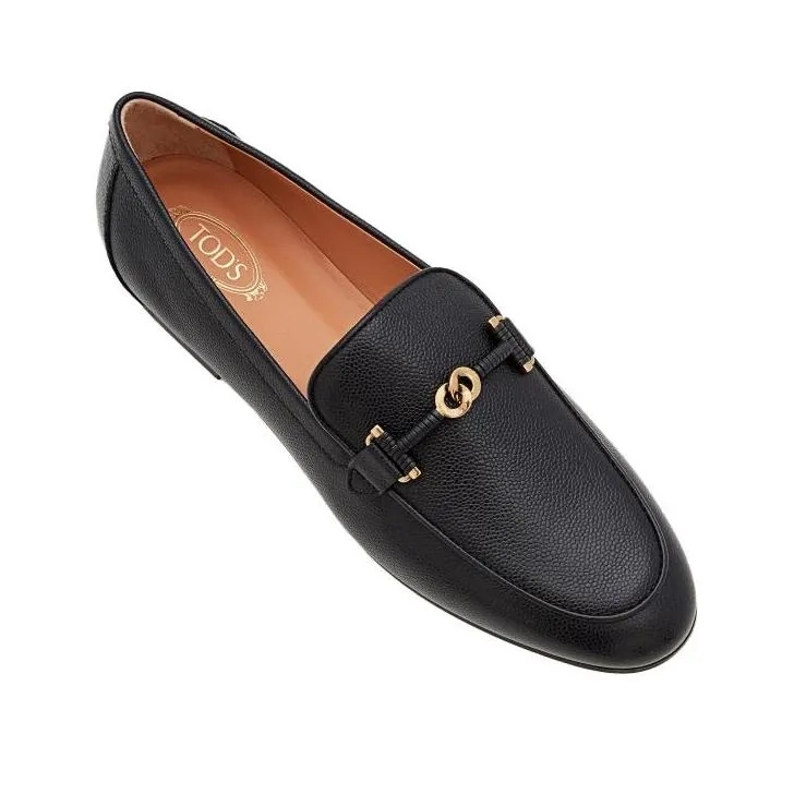Tod s Flat Leather Loafers Black Mocassin
