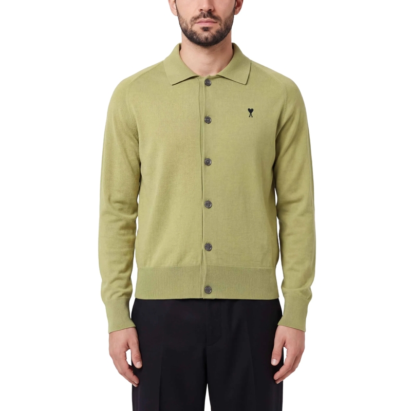 AMI Paris Strickjacke Strickjacke mit Logo grün(Image 2)