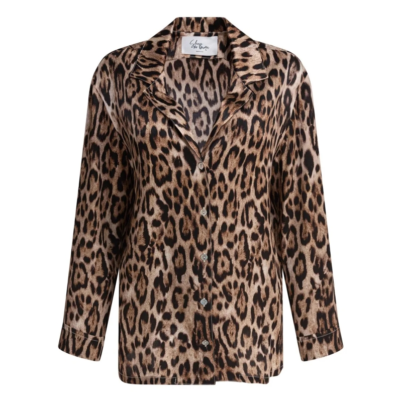 Sleep No More Hemd Leopard Print Silk Shirt Brown
