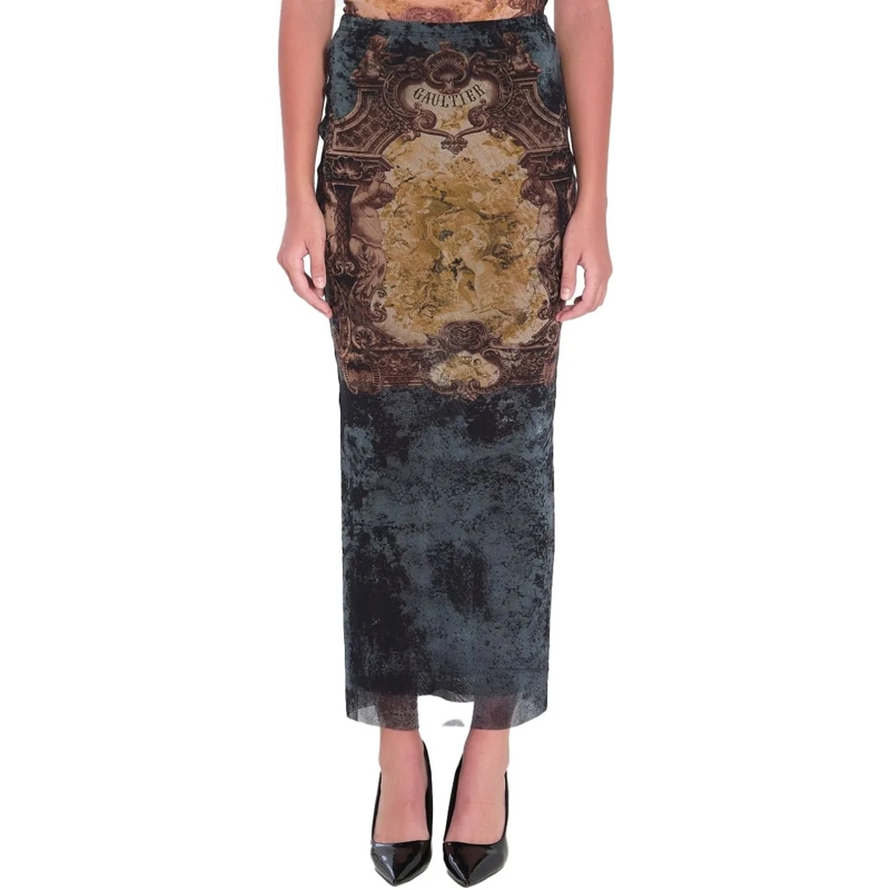 Jean Paul Gaultier Midirock Skirts Blackbluegreen schwarz