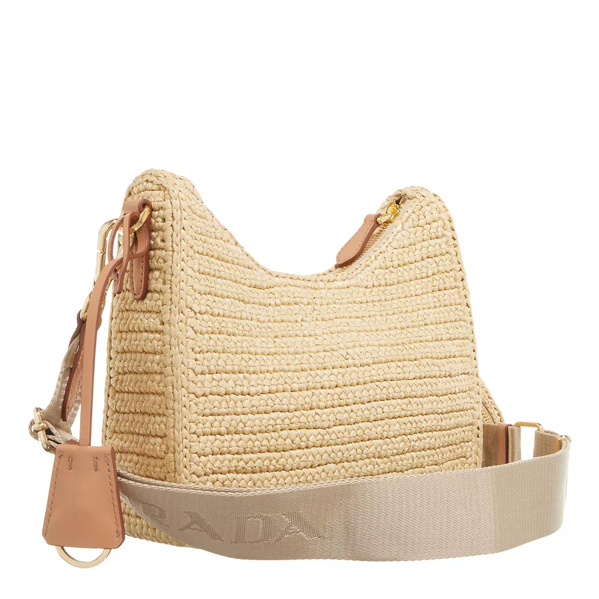 Prada Crossbody bags Re-Edition With Chain And Ribbon Shoulder Strap An in beige