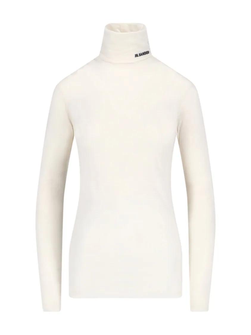 Thumbnail - Jil Sander - Logo Turtleneck – Cream - Größe S - beige