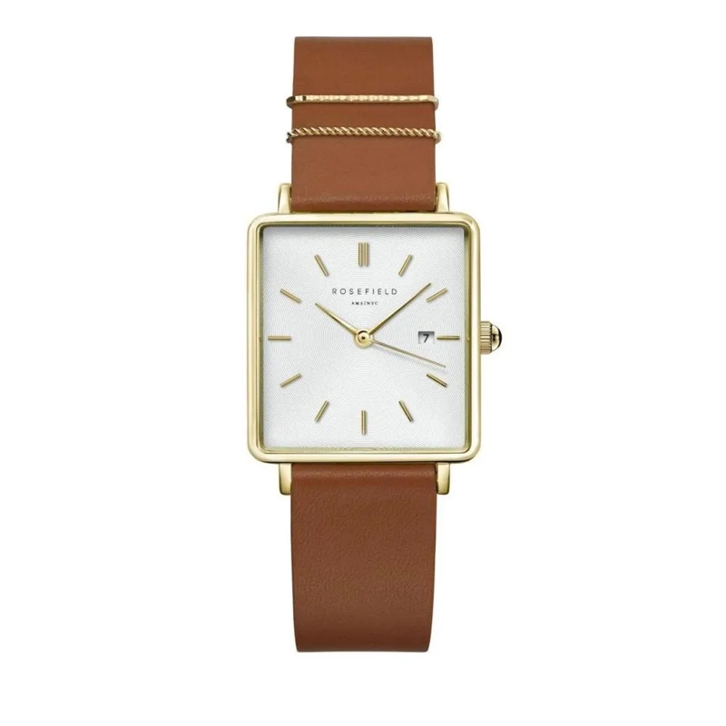 Rosefield Quarzuhr Damenuhr Boxy braun