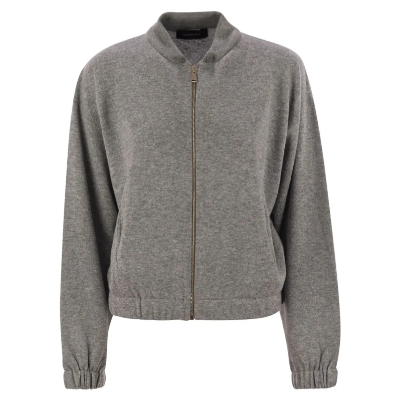 Fabiana Filippi Bomberjacke Bomber Jacket In With Ball Pins Grey