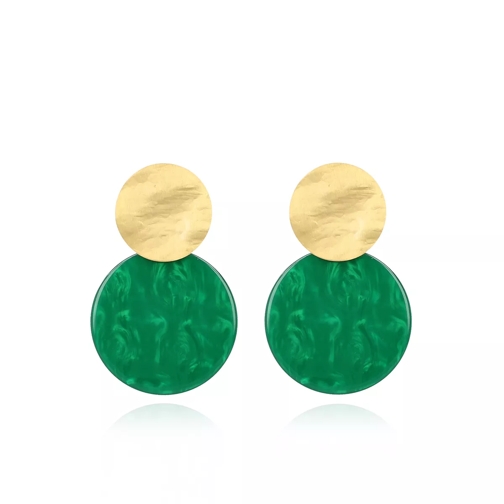 LOTT.gioielli Earrings Resin Closed Circle Large Moss Green Gold Örhänge
