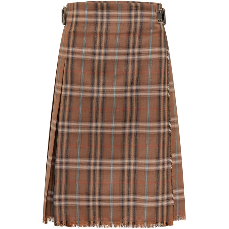 Burberry Maxirock Gonna Midi a Quadri con Frange braun