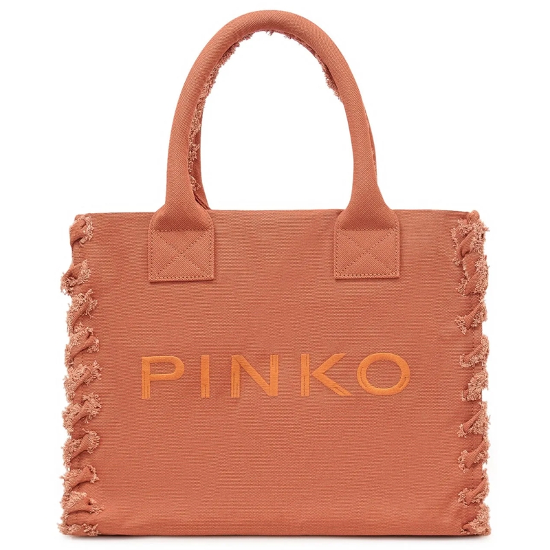 Pinko Shopper Borsa Shopper in Canvas con Logo orange
