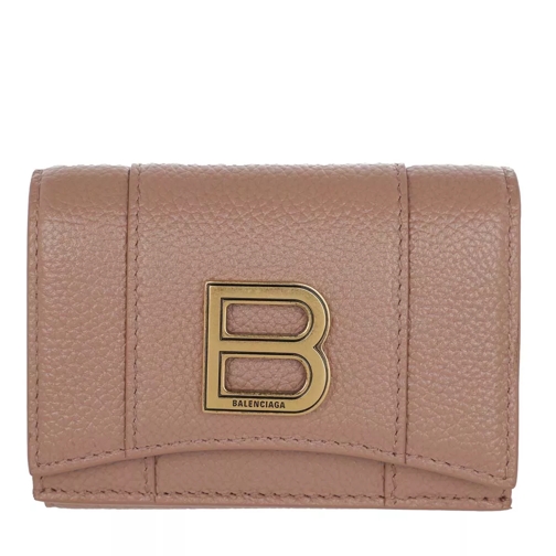 Balenciaga Hourglass Mini Wallet Grained Leather Nude Beige Flap Wallet