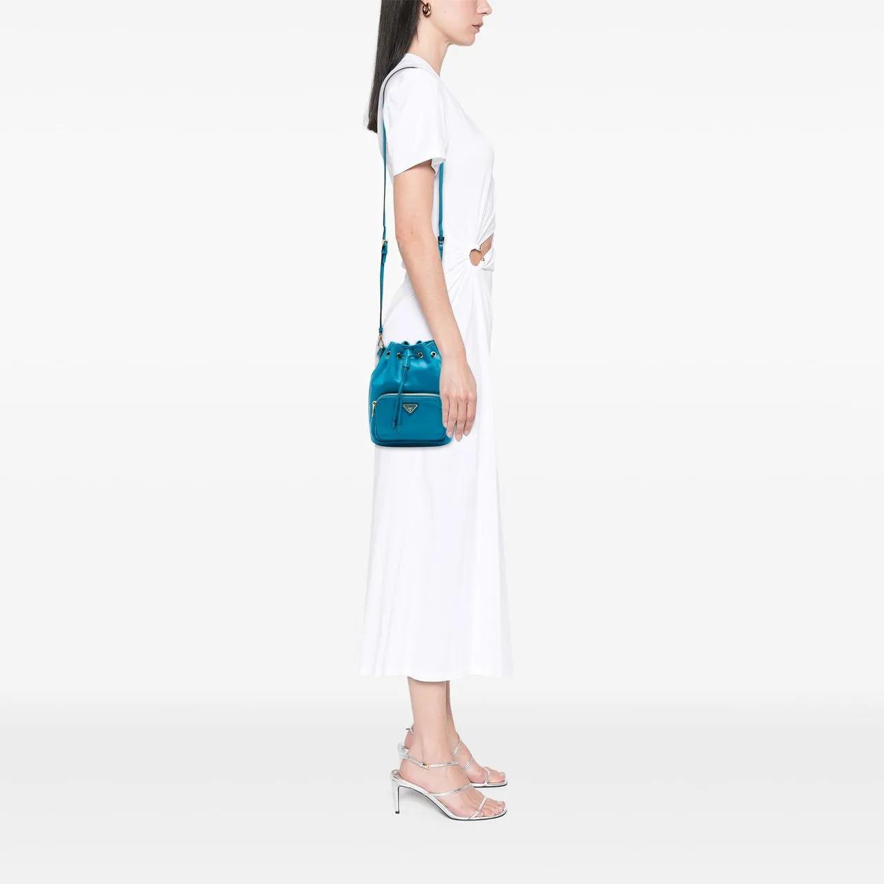 Thumbnail - Prada Hobo Bags - Mini Soft Calf Drawstring Bucket Bag - Gr. unisize - in Blau - für Damen