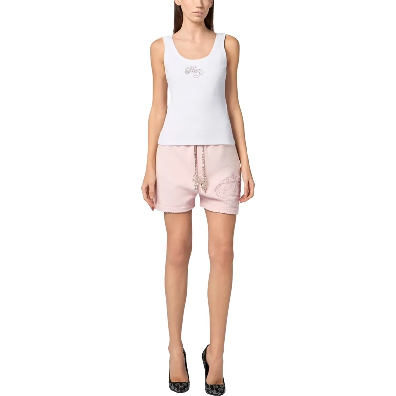 Philipp Plein Shorts Washed Fleece Shorts Tennis Club Crystals rose(Image 4)