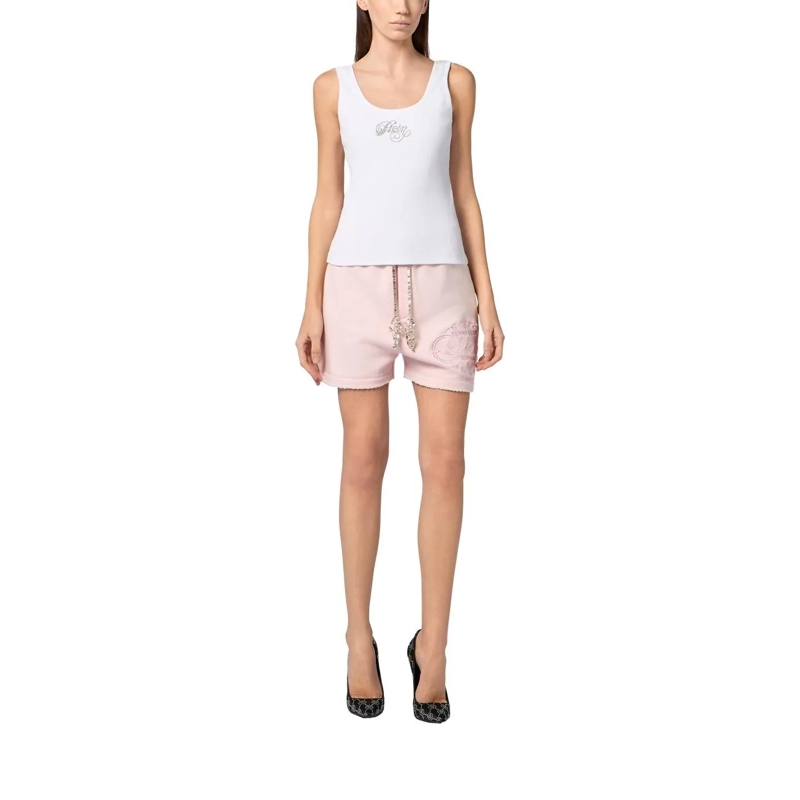 Philipp Plein Shorts Washed Fleece Shorts Tennis Club Crystals rose(Image 3)