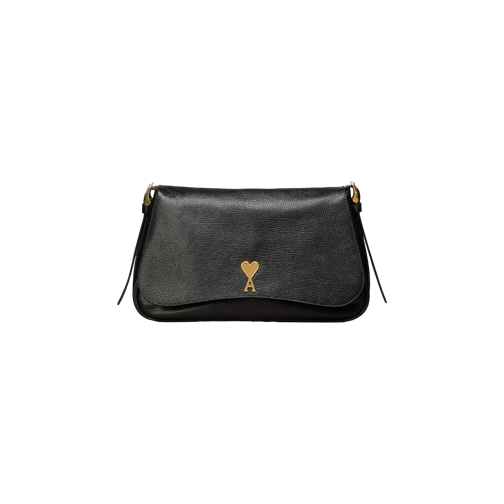 AMI Paris Paname Paname Schultertasche aus genarbtem Leder 001 BLACK Cross body-väskor