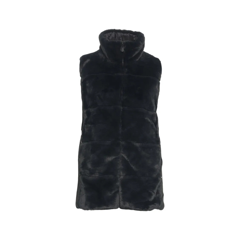 Save the Duck Jas in omgekeerd lam Faux Fur Gilet With High Collar And Innovative Pad Black