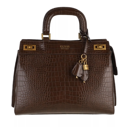 Guess Katey Large Luxury Handle Bag Brown Rymlig shoppingväska