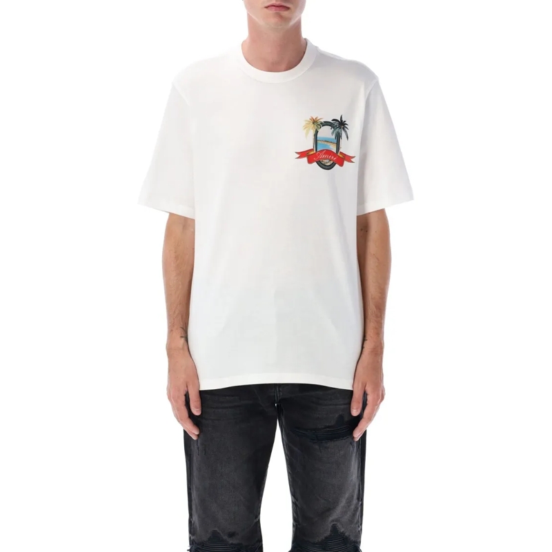 Amiri T-shirt Ivory Paradise Tee With Vibrant Graphic Print White