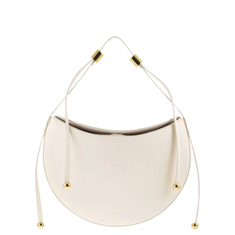Furla Schultertasche Saddle-Shaped Moonstone Shoulder Bag With Cylindri Neutrals