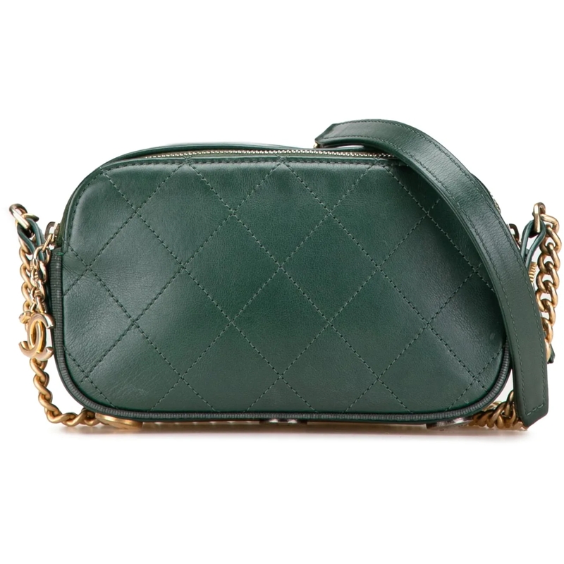 Chanel Schultertasche Stitched Calfskin and Grosgrain Button Up Double Z grün