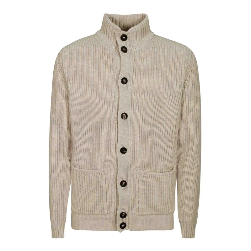 FILIPPO DE LAURENTIIS Strickjacke Contemporary Merino Wool Cardigan Neutrals
