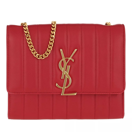 Saint Laurent Vicky Chain Wallet Quilted Lambskin Rouge Eros Crossbody Bag