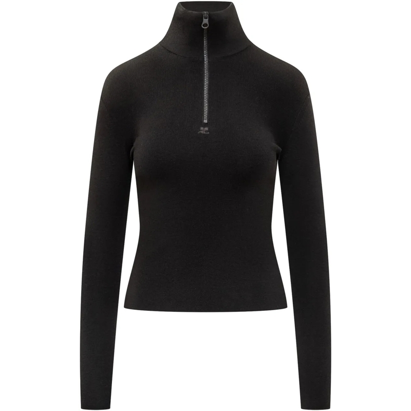 Courrèges  Maglia nera Courreges a collo alto schwarz