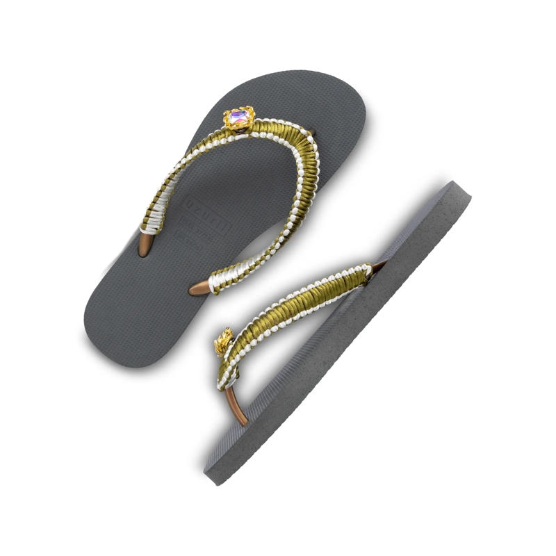 UZURII Flip Flops flip flop Green Macrame Switch silber(Image 4)