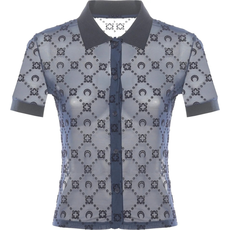 Marine Serre Chemisier Shirts Blue dunkelblau