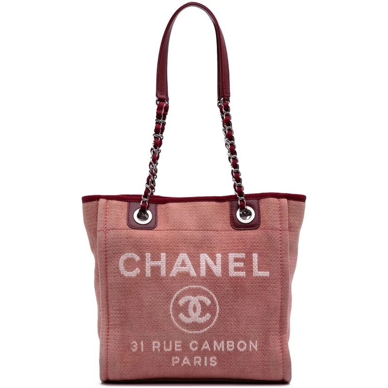 Chanel Shopper Mini Canvas Deauville Tote rot