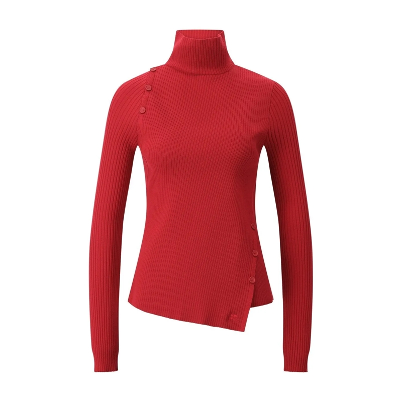 Courrèges Trui Pullover mit Stehkragen Rot