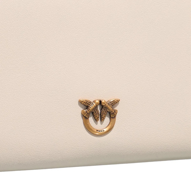 Pinko Crossbody Bag Double Mini Bianco Seta-Antique Gold(Image 6)