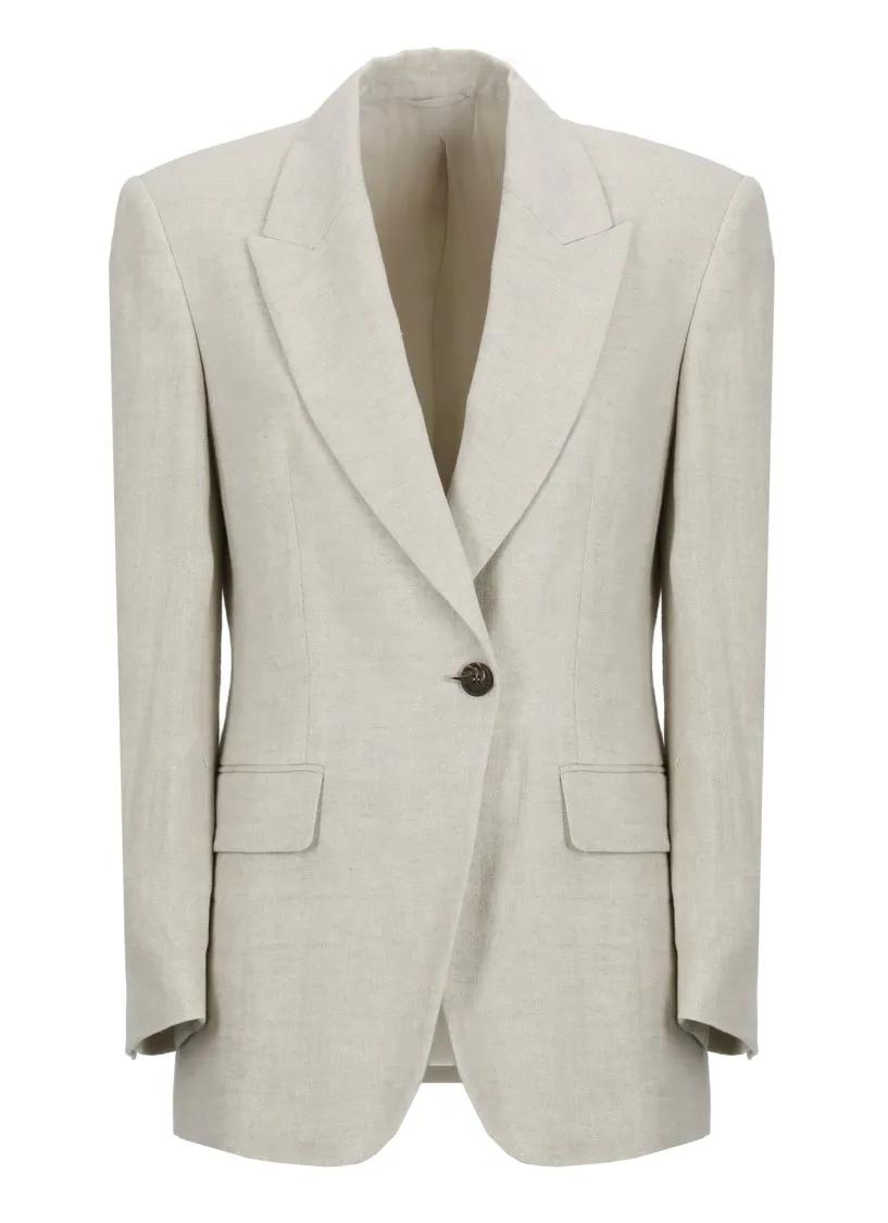 Thumbnail - Brunello Cucinelli - Ivory Linen Blazer - Größe 40 - beige