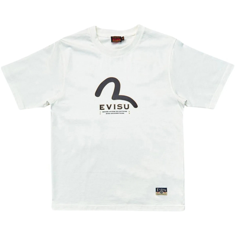 EVISU Legeres Oberteil T-Shirt Seagull & Evisu Print Multi-pocket Bianca weiß