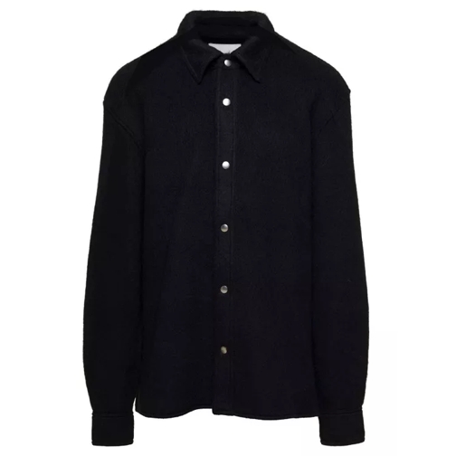 Jil Sander Black Loose Shirt With Snap Buttons In Wool Black 