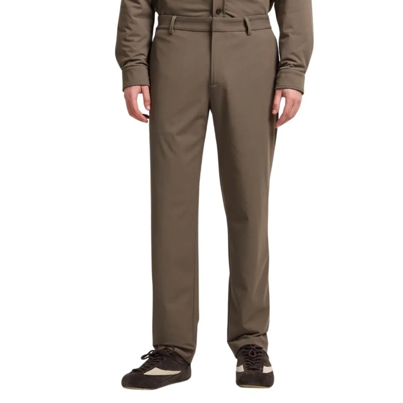 Emporio Armani Chino Stretch Nylon Chino Trousers With Refined Details Grey