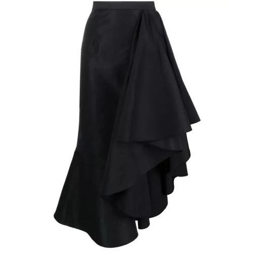 Alexander McQueen Black Asymmetric Drape Skirt Black 